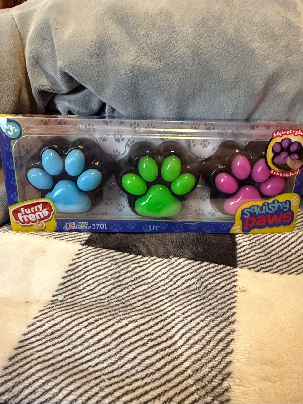 Jaru Furry FRIENDS Squishy Paws 3-Pack - Blue, Green, Pink